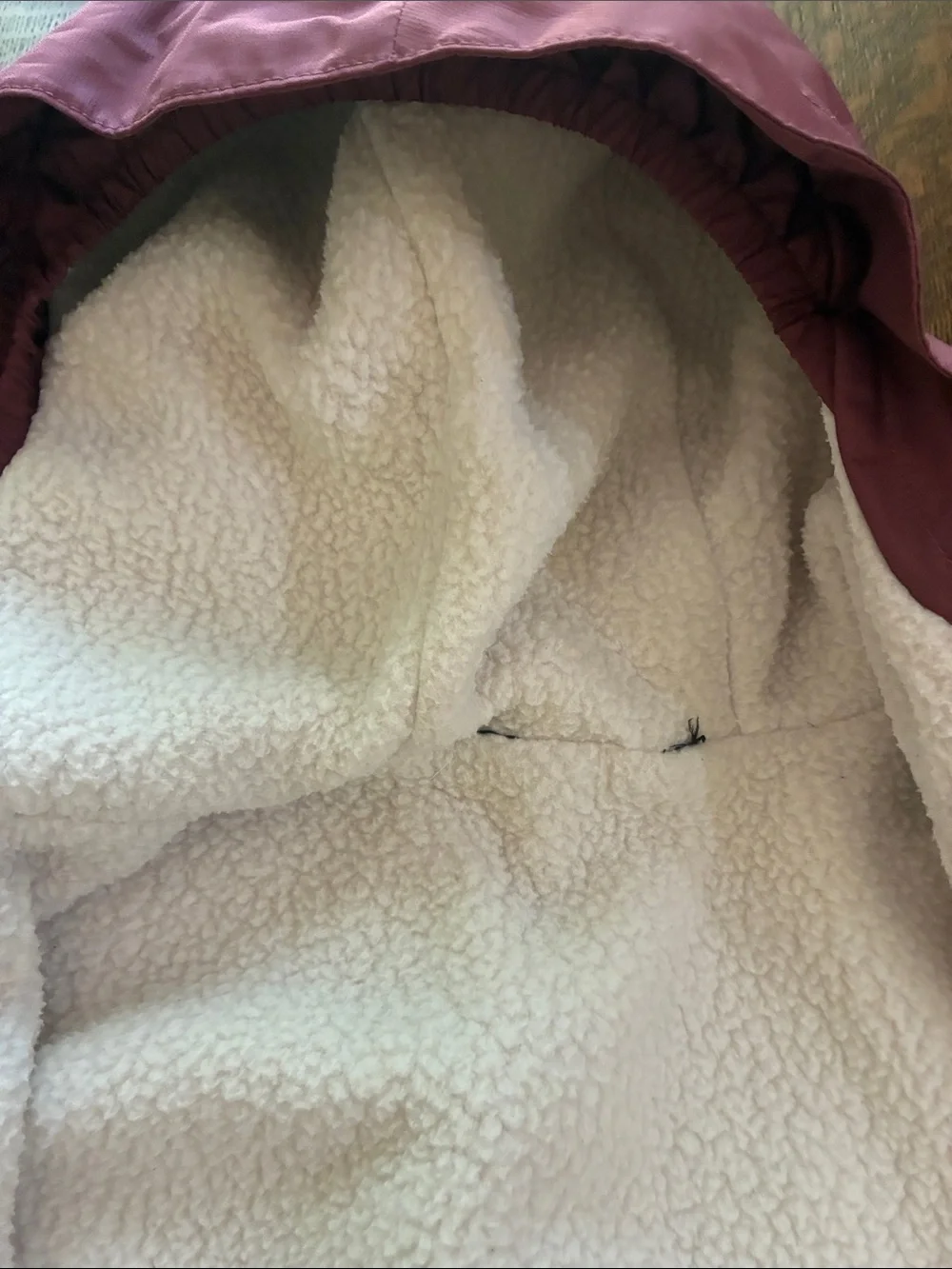The North Face Mauve Hooded Waterproof Jacket with White Sherpa Lining